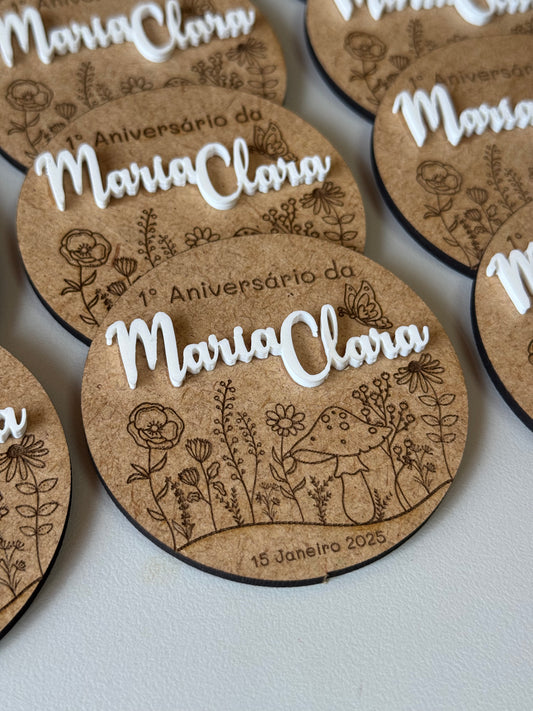 Lembrança personalizada - tema flores - íman