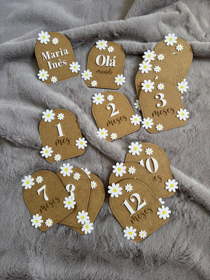 Placas de Mesversário - Coleção Margaridas