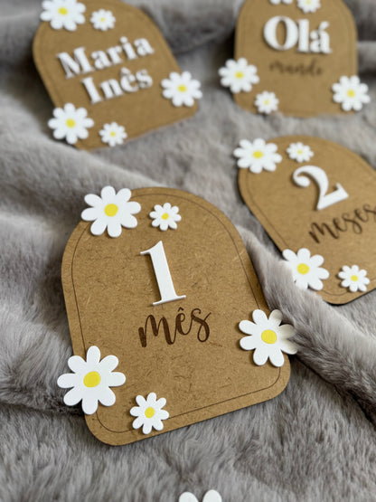 Placas de Mesversário - Coleção Margaridas