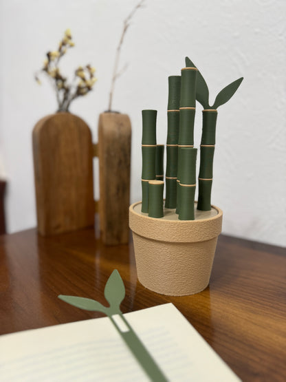 Bambooks - Vaso decorativo com marcadores de livros