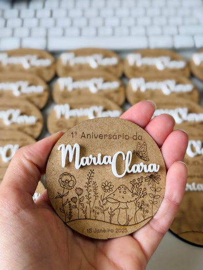 Lembrança personalizada - tema flores - íman