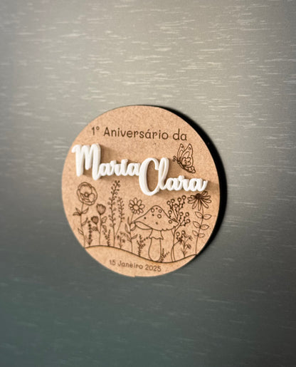 Lembrança personalizada - tema flores - íman
