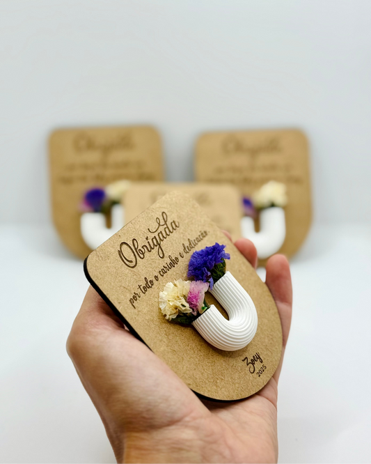 Agradecimento com flores - íman