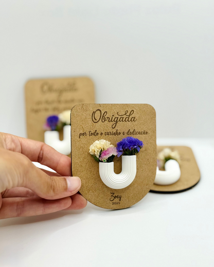 Agradecimento com flores - íman