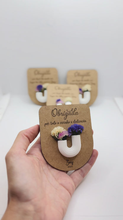 Agradecimento com flores - íman